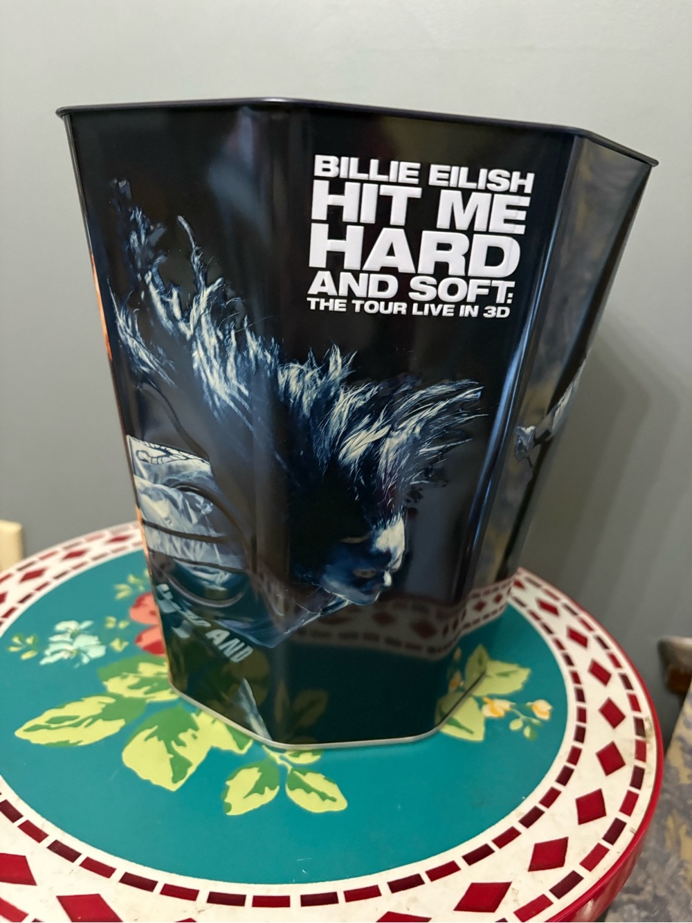 'Billie Eilish- Hit Me Hard and Soft' Black Metal Popcorn Tin